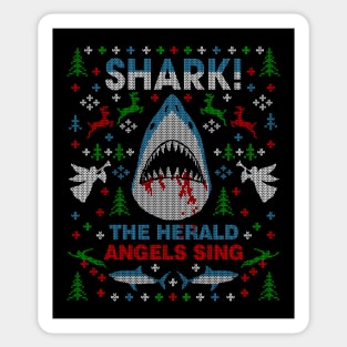 Shark the Herald Angles Sing Great White Ugly Christmas Sweater Party Sticker